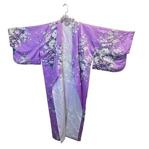 Japan Made Purple Floral Kimono Robe